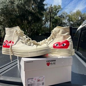 CDG Converse - Size 9 ; White CDG Converse